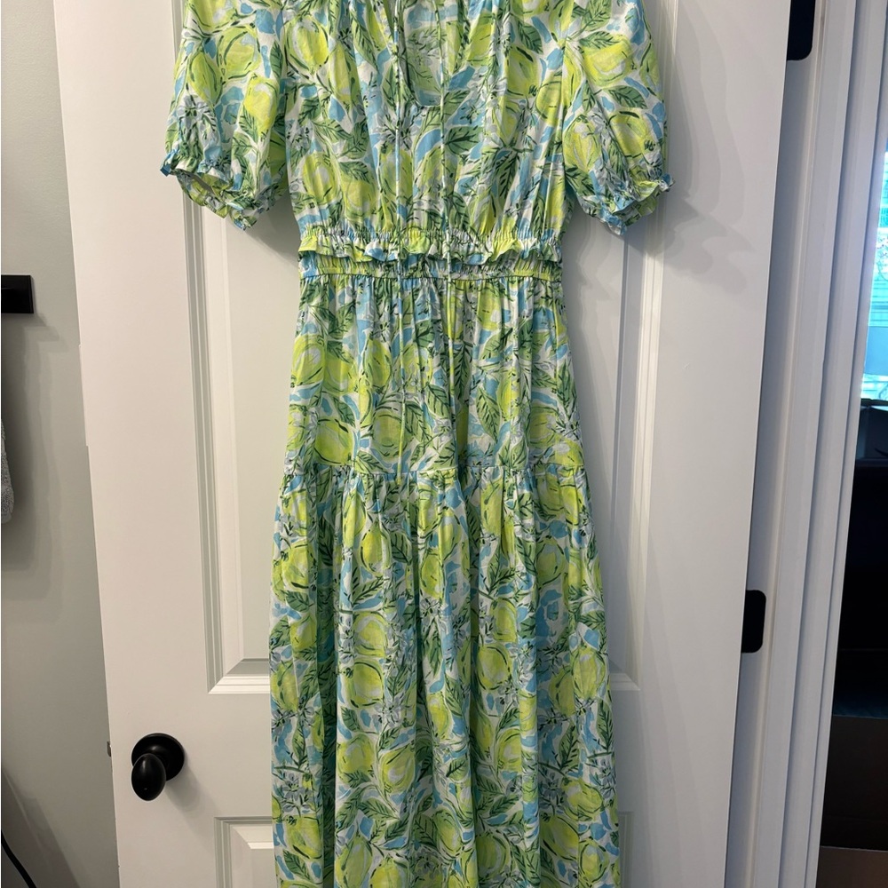 Floral Green and Blue Maxi Dress Size XS